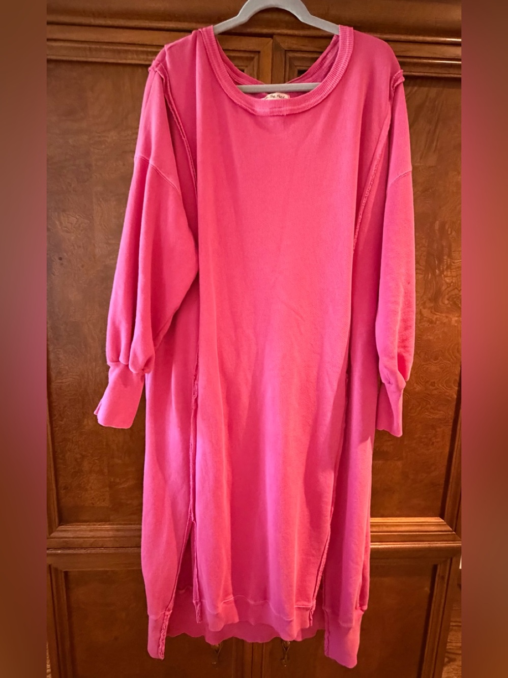 We The Free Bubblegum Pink Long-Sleeve Swearshirt Dress with pockets
